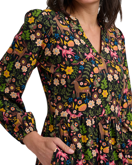 Sugarhill Brighton Nyla Jersey Midi Dress, black forest folklore