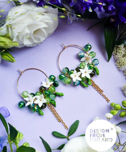 DAUGHTER OF THE NORTH ARCTIC STARFLOWER HOOP OORBELLEN 18K GOLD PLATED