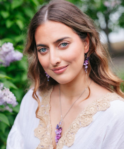 KOLCZYKI DAUGHTER OF THE NORTH LILAC, ŚREDNIE, ZE STALI CHIRURGICZNEJ