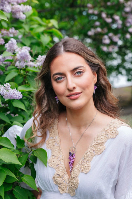 DAUGHTER OF THE NORTH, THE LILAC OF DREAMS EARRING SMALL STUD, 18K GOLD PLATED