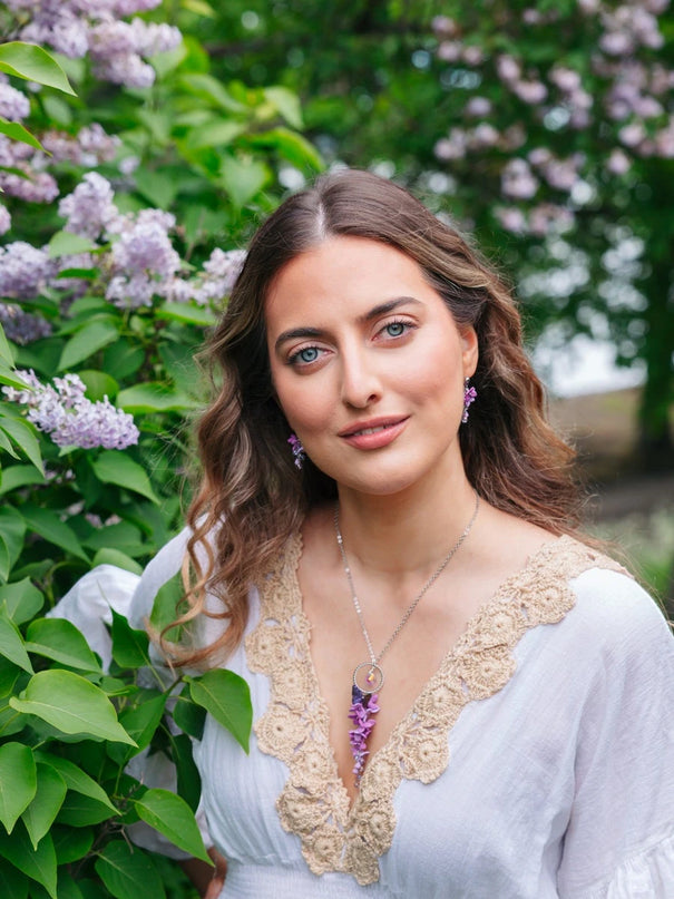 DAUGHTER OF THE NORTH, THE LILAC OF DREAMS EARRING SMALL STUD, 18K GOLD PLATED