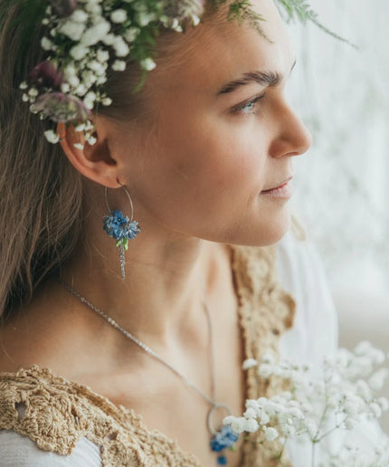 DAUGHTER OF THE NORTH FORGET-ME-NOT HOOP EARRINGS