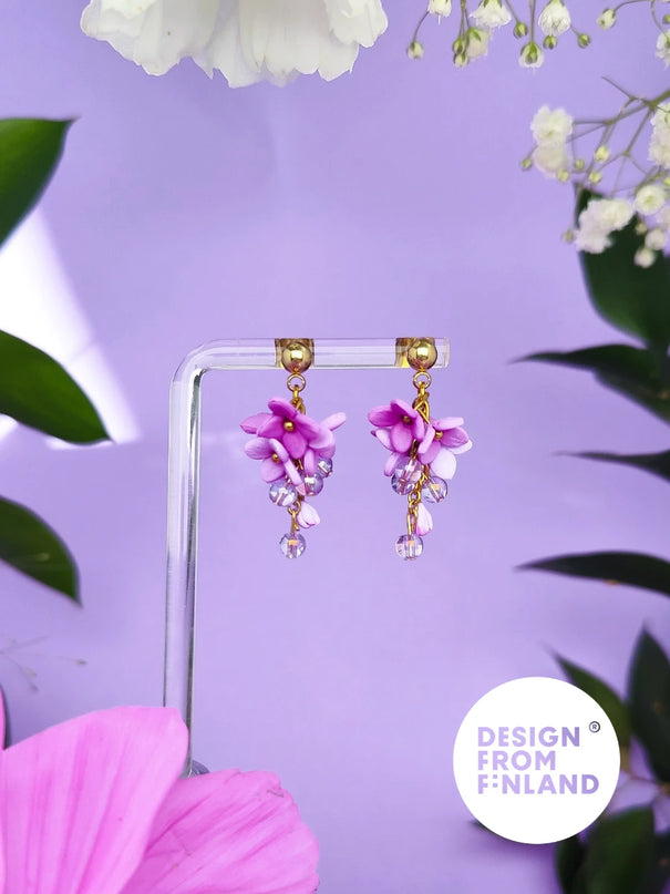DAUGHTER OF THE NORTH, THE LILAC OF DREAMS EARRING SMALL STUD, 18K GOLD PLATED