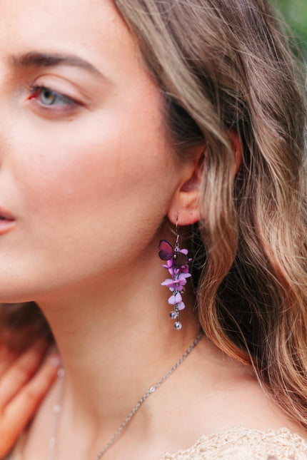 DAUGHTER OF THE NORTH LILAC OF DREAMS OORBELLEN, MID SIZE, 18K GOLD PLATED