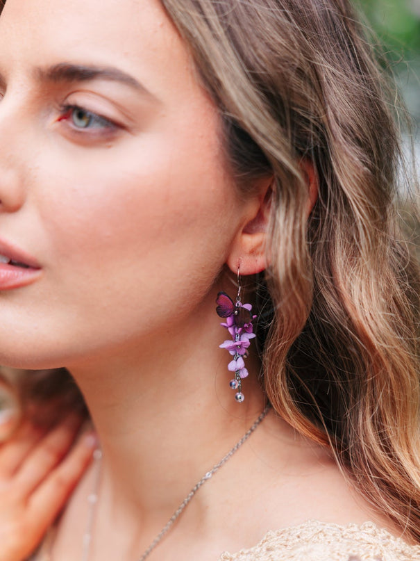 DAUGHTER OF THE NORTH LILAC OF DREAMS OORBELLEN, MID SIZE, 18K GOLD PLATED