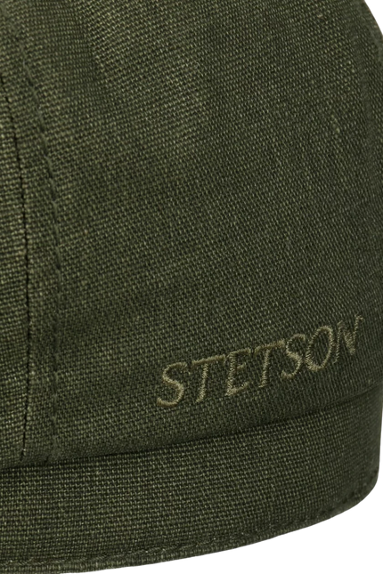 STETSON HATTERAS WAXED COTTON LINEN CAP, GREEN