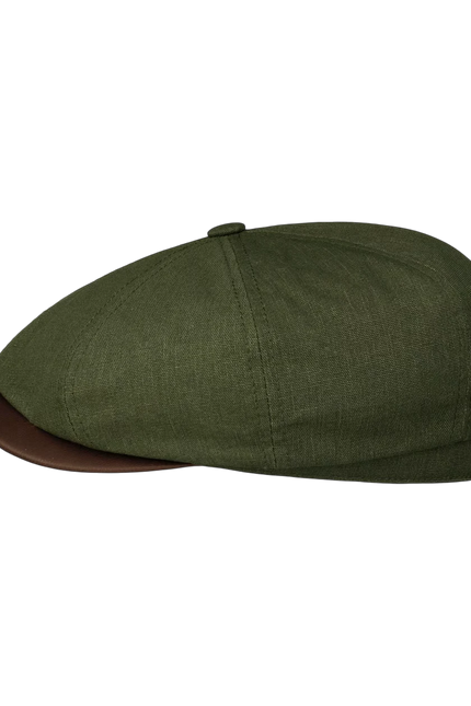 STETSON HATTERAS WAXED COTTON LINEN CAP, GREEN