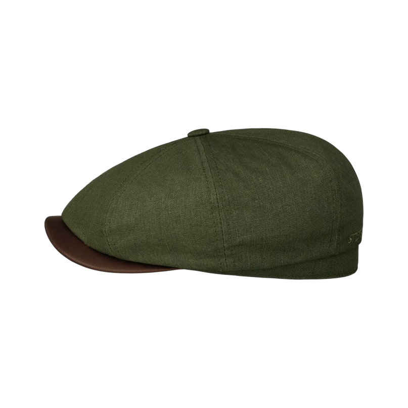 STETSON HATTERAS WAXED COTTON LINEN CAP, GREEN