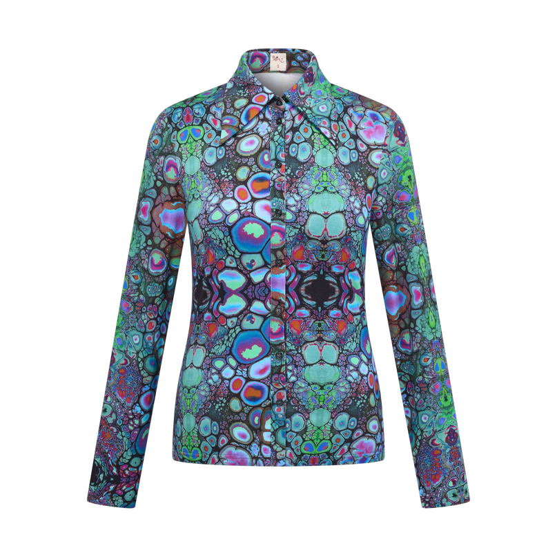 HEART BLOUSE MIMAS, TURQUOISE MULTICOLOUR