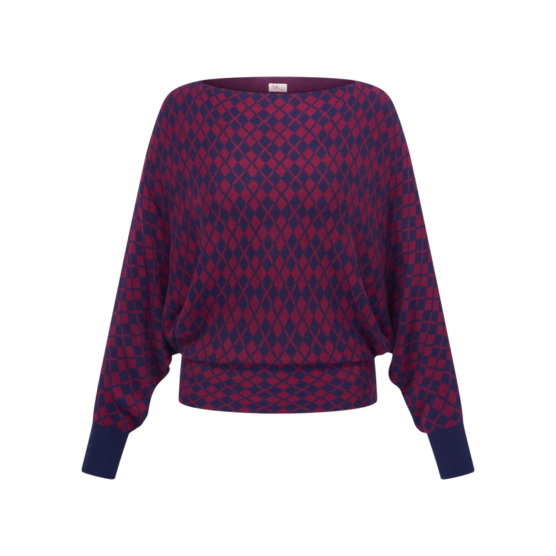 HEART GERUITE SWEATERTOP GARDA, BORDEAUX/ BLUE