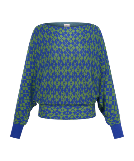 SUDADERA A CUADROS HEART GARDA, AZUL COBALTO/ VERDE