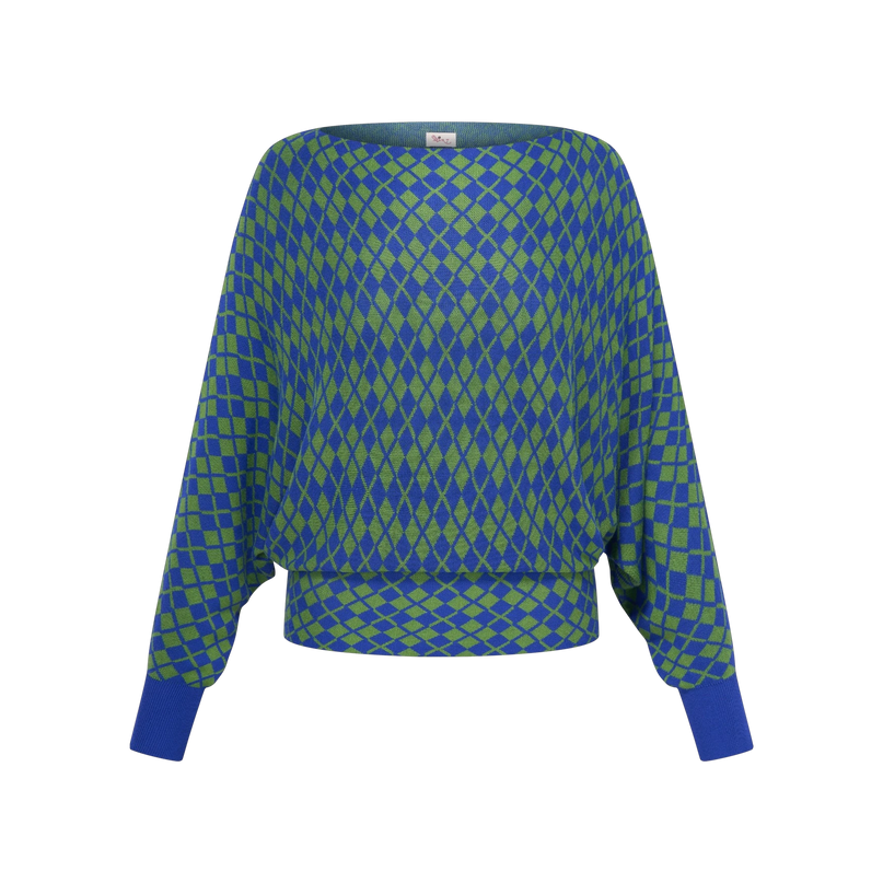 HEART GERUITE SWEATERTOP GARDA, KOBALTBLAUW/ GROEN
