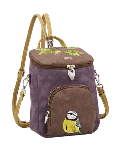 HI-DI-HI MOCHILA/ BOLSO DE HOMBRO WOODS CON MARTÍN PESCADOR, MORADO/ PASTEL