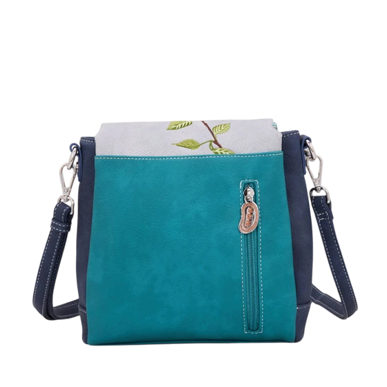 HI-DI-HI SCHOUDERTAS TWEET MET GEBORDUURD ROODBORSTJE, TURQUOISE