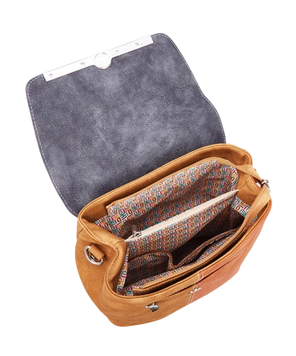 HI-DI-HI BOLSO DE MANO/ HOMBRO/ MOCHILA TIMBER OCRE Y COGNAC, HERRERILLO