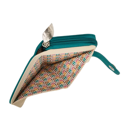 HI-DI-HI PORTEMONEE,  TURQUIOSE EN BEIGE