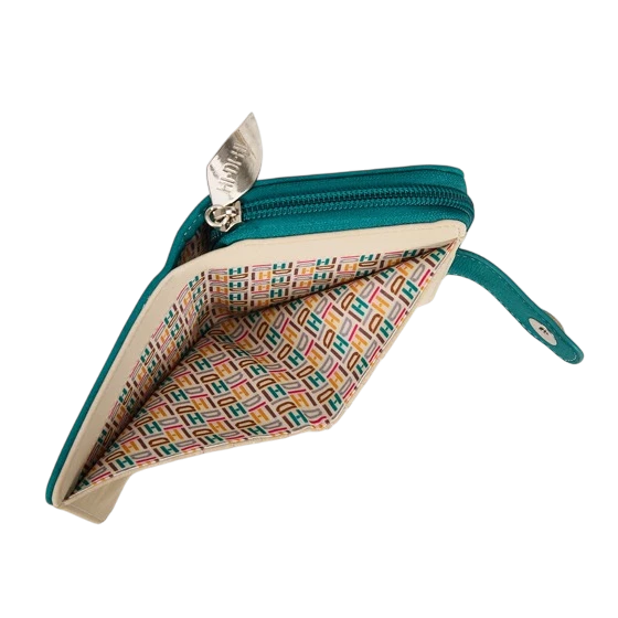 HI-DI-HI PORTEMONEE,  TURQUIOSE EN BEIGE