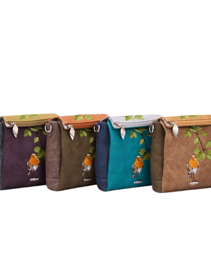 HI-DI-HI BOLSO DE HOMBRO TWEET CON PETIRROJO BORDADO, TURQUESA