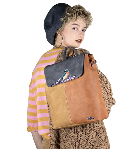 HI-DI-HI BOLSO DE MANO/ HOMBRO/ MOCHILA TIMBER OCRE Y COGNAC, HERRERILLO