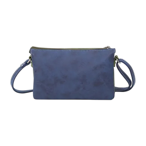 crossbody Sunrise cognac, marineblauw, donkergroen