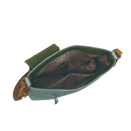 HI-DI-HI TAS "QUAK", BLAUW/ GROEN/ COGNAC