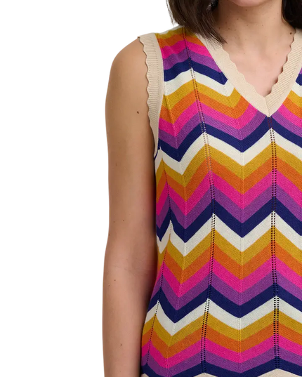 SUGAR HILL BRIGHTON ROSY KNIT VEST MULTI , SUNSET CHEVRON