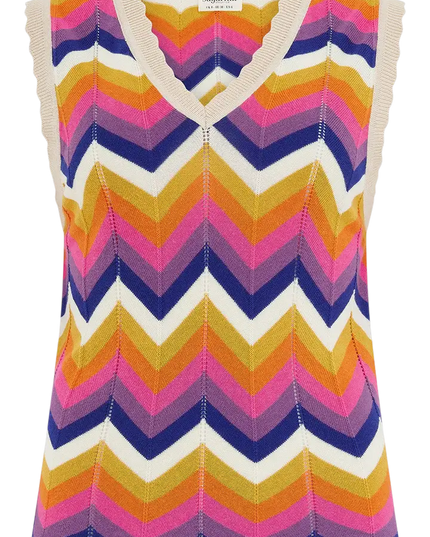 SUGAR HILL BRIGHTON ROSY KNIT VEST MULTI , SUNSET CHEVRON