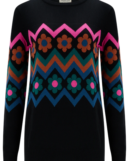 Sugarhill Brighton Rita Jumper, black flower chevron