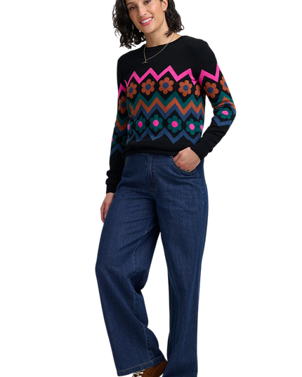 Sugarhill Brighton Rita Jumper, black flower chevron