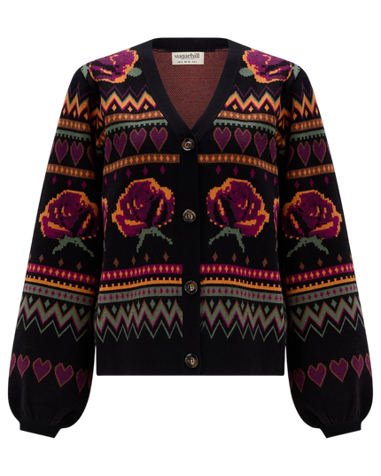 Sugarhill Brighton Adrian Cardigan, black wild roses