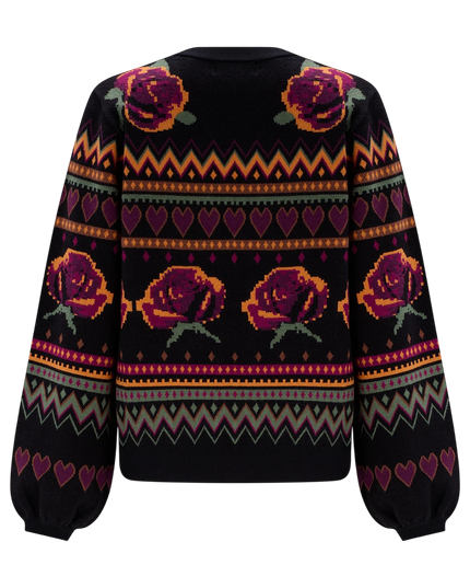 Sugarhill Brighton Adrian Cardigan, black wild roses