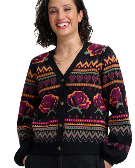 Sugarhill Brighton Adrian Cardigan, black wild roses