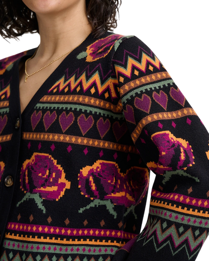 Sugarhill Brighton Adrian Cardigan, black wild roses
