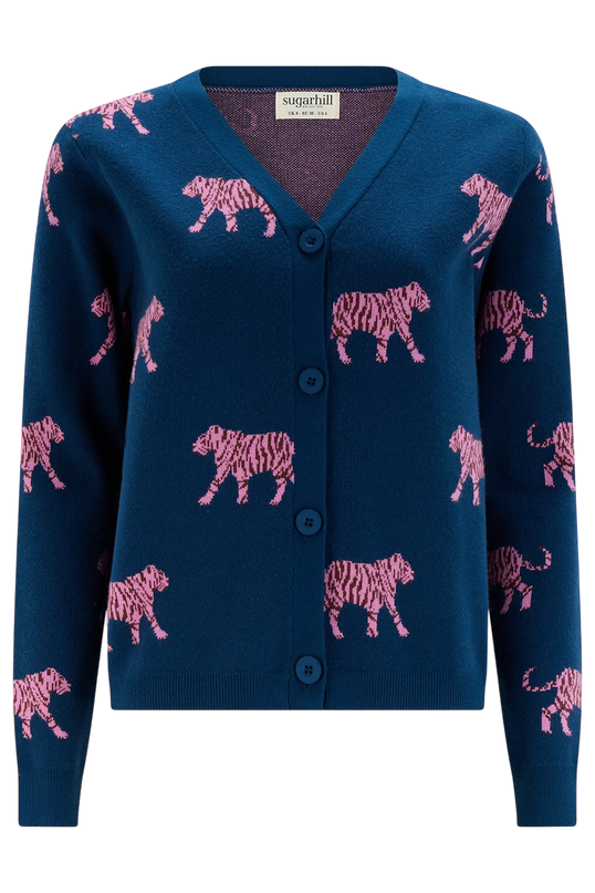 SUGARHILL BRIGHTON JENNIFER CARDIGAN, TEAL TIGER REPEAT