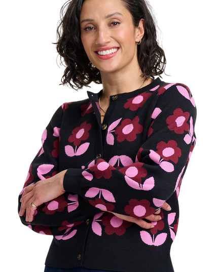 Sugarhill Brighton Venetia Cardigan, black mod daisy
