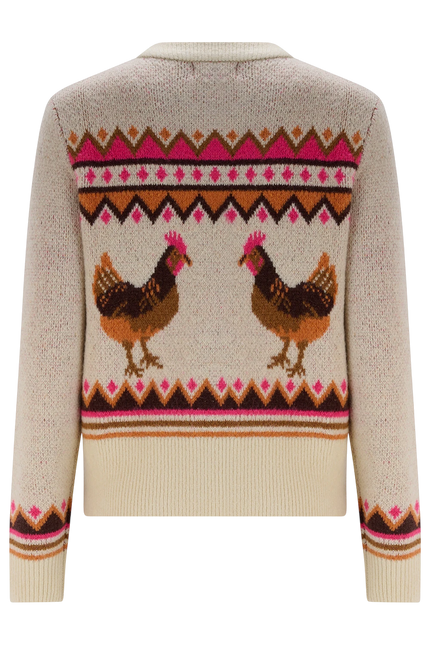 SUGARHILL BRIGHTON LARISA CARDIGAN, CREAM COUNTRY CHICKENS
