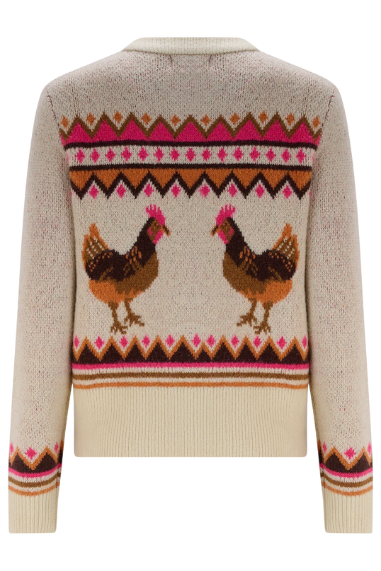 SUGARHILL BRIGHTON LARISA CARDIGAN, CREAM COUNTRY CHICKENS