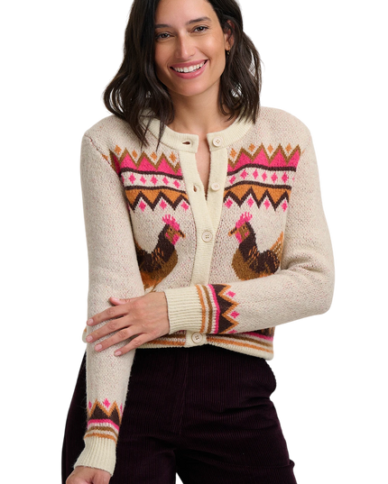 Sugarhill Brighton Larisa Cardigan, cream country chickens