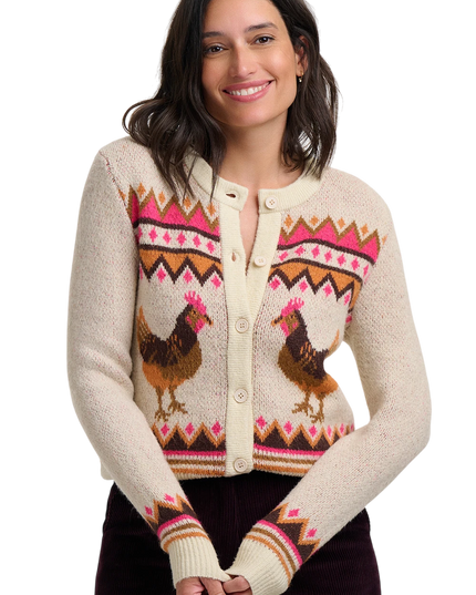 Sugarhill Brighton Larisa Cardigan, cream country chickens