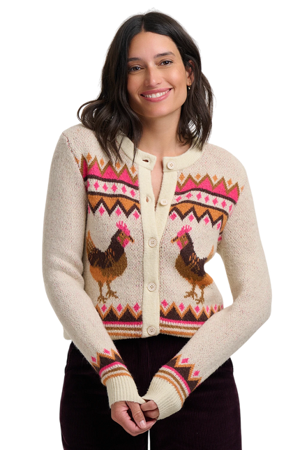 SUGARHILL BRIGHTON LARISA CARDIGAN, CREAM COUNTRY CHICKENS
