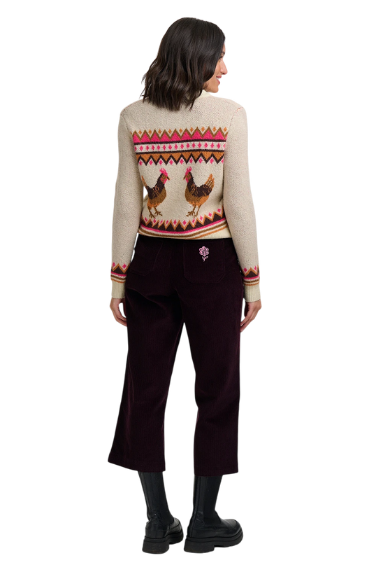 SUGARHILL BRIGHTON LARISA CARDIGAN, CREAM COUNTRY CHICKENS