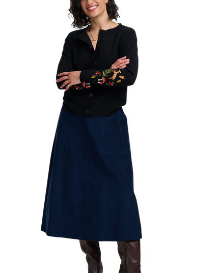 Sugarhill Brighton Kamila Cardigan, black woodland embroidery