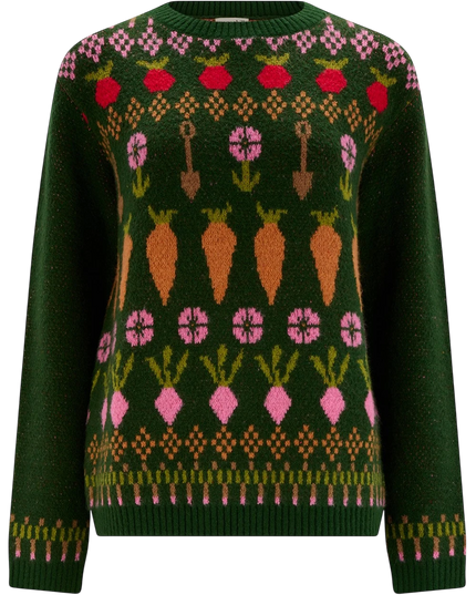 Sugarhill Brighton Laverne jumper, green allotment fairisle