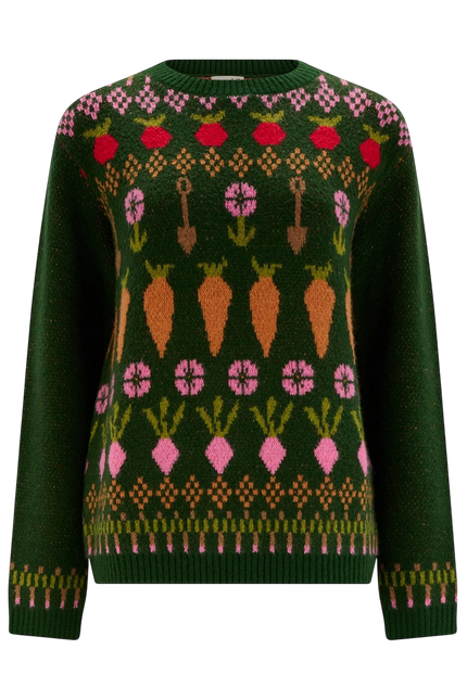 SUGARHILL BRIGHTON LAVERNE JUMPER, GREEN ALLOTMENT FAIRISLE