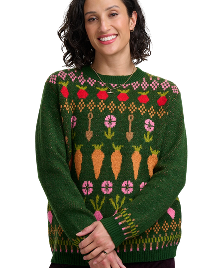 Sugarhill Brighton Laverne jumper, green allotment fairisle