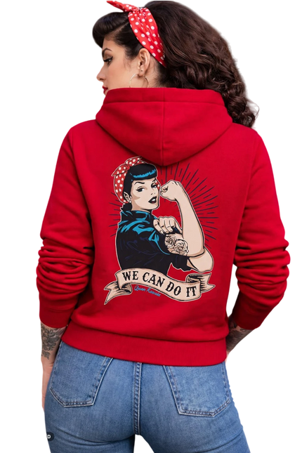 QUEEN KEROSIN DAMES HOODIE WECAN DO IT, RED