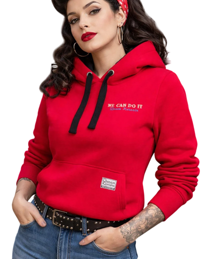 DAMSKA BLUZA Z KAPTUREM QUEEN KEROSIN WE CAN DO IT, CZERWONA