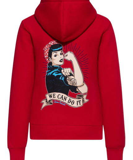 DAMSKA BLUZA Z KAPTUREM QUEEN KEROSIN WE CAN DO IT, CZERWONA
