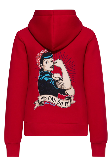 QUEEN KEROSIN DAMES HOODIE WECAN DO IT, RED