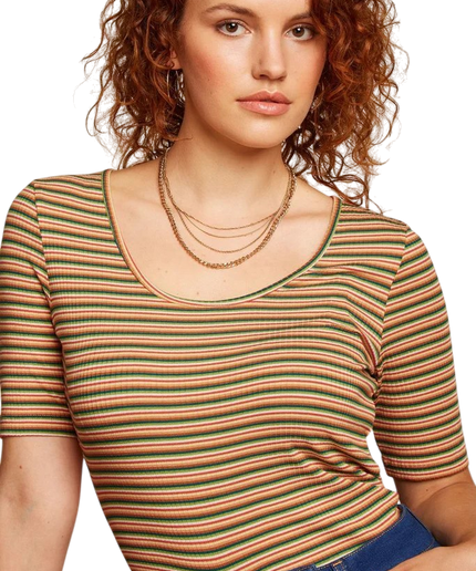 KING LOUIE CARICE-topp BOXY STRIPE PONDEROSA GREEN